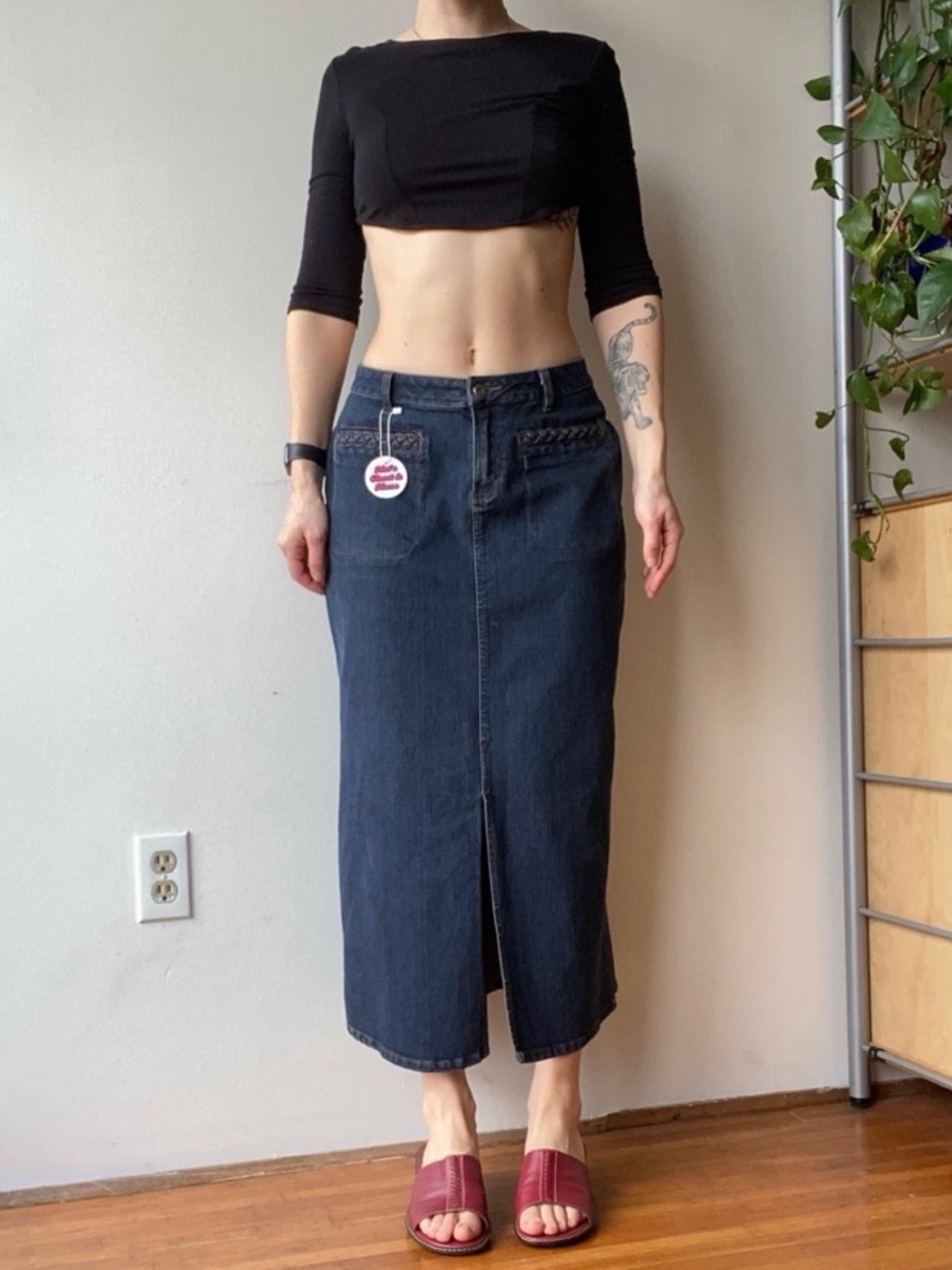 Lee dark wash Y2K denim maxi skirt